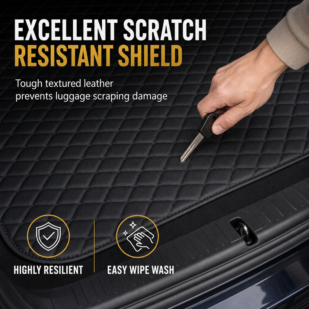 Universelle Kofferraummatte aus PVC-Leder für Limousinen und SUVs – Leicht zu reinigen (100 x 70 cm)