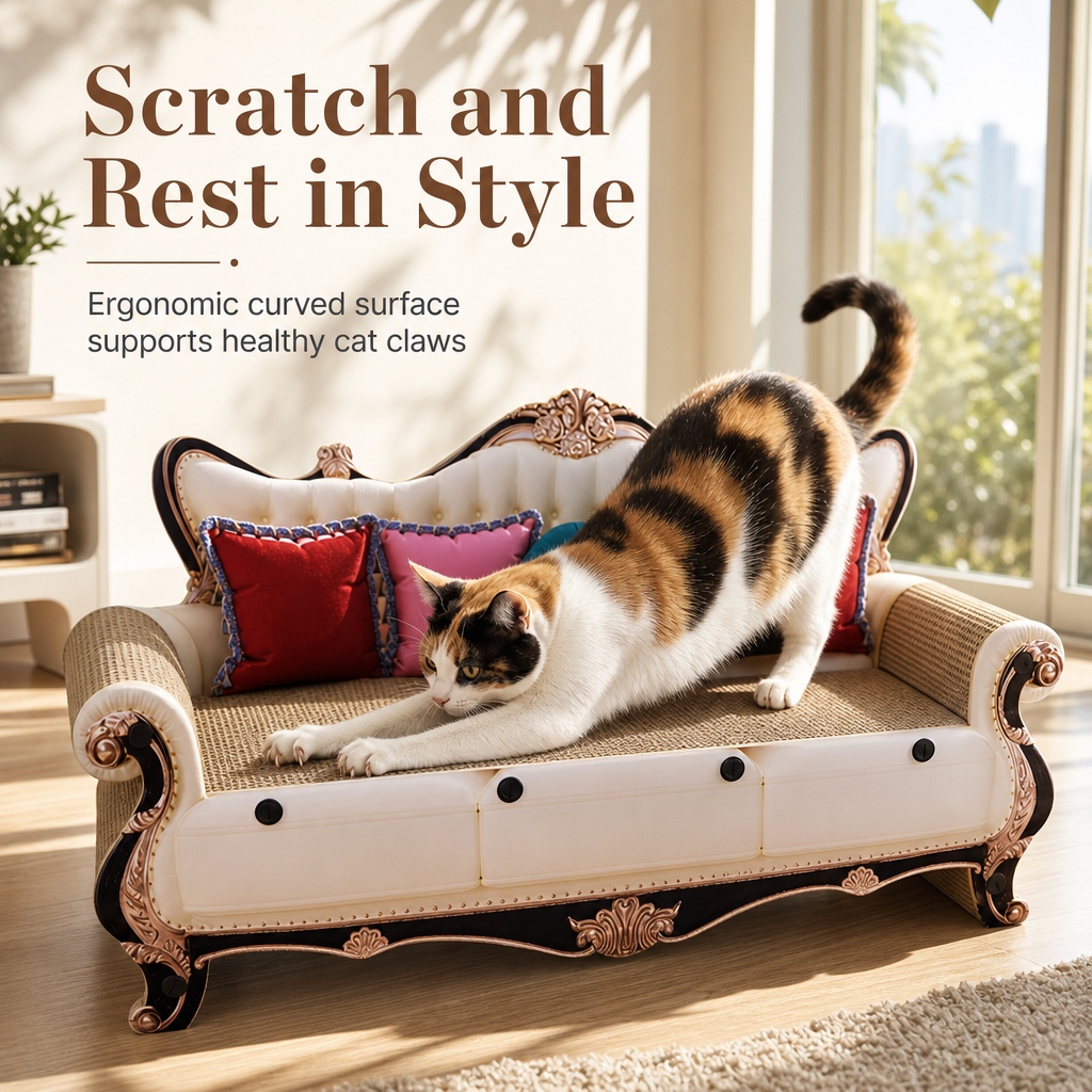 📢📢50% RABATT!! ⏰Extra großes Katzen-Kratzsofa aus Wellpappe – Langlebiges 2-in-1 Katzennest & Kratzbrett