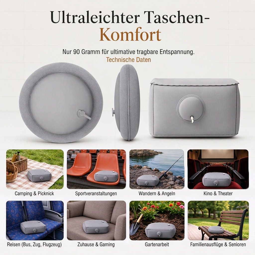 🎵 Aufblasbares Sitzkissen für Konzerte & Festivals – Bequem, leicht & feuchtigkeitsabweisend