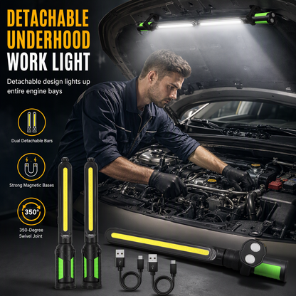 Wiederaufladbare LED-Arbeitsleuchte mit starkem Magnetfuß – Superhelle Handlampe für Kfz-Reparatur und Wartung