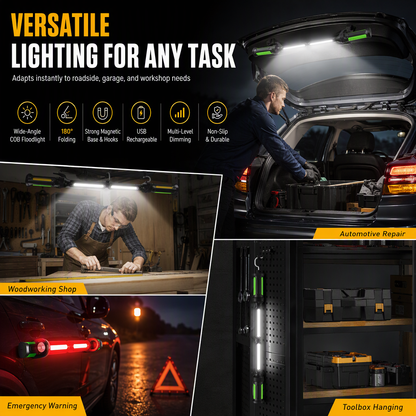 Wiederaufladbare LED-Arbeitsleuchte mit starkem Magnetfuß – Superhelle Handlampe für Kfz-Reparatur und Wartung