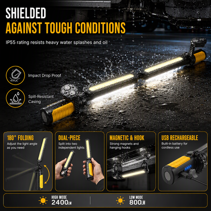 Wiederaufladbare LED-Arbeitsleuchte mit starkem Magnetfuß – Superhelle Handlampe für Kfz-Reparatur und Wartung