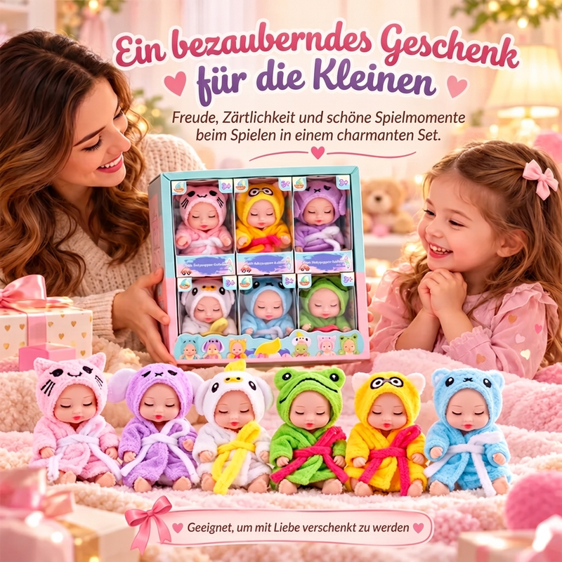 🎁 JETZT 50% RABATT! Mini Reborn-Puppen Set – lebensechte, realistische Winz-Puppen mit niedlichen Tier-Bademantel-Outfits, perfekte Geschenkbox für Kinder