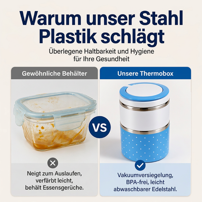 ⏰ NUR FÜR KURZE ZEIT: 50% RABATT!🍱 Edelstahl-Lunchbox mit Deckel – erhöhtes Design, isoliert & tragbar für Schule, Büro & unterwegs