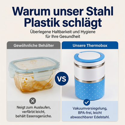 ⏰ NUR FÜR KURZE ZEIT: 50% RABATT!🍱 Edelstahl-Lunchbox mit Deckel – erhöhtes Design, isoliert & tragbar für Schule, Büro & unterwegs