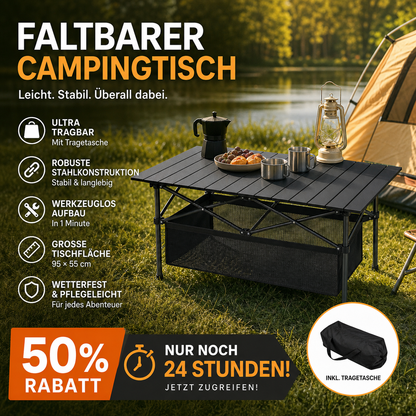 🏕️50% RABATT! 🪑 Tragbarer Campingtisch – Klappbar, stabil & schnell aufgebaut – Ideal für Camping, Picknick & Strand ☀️
