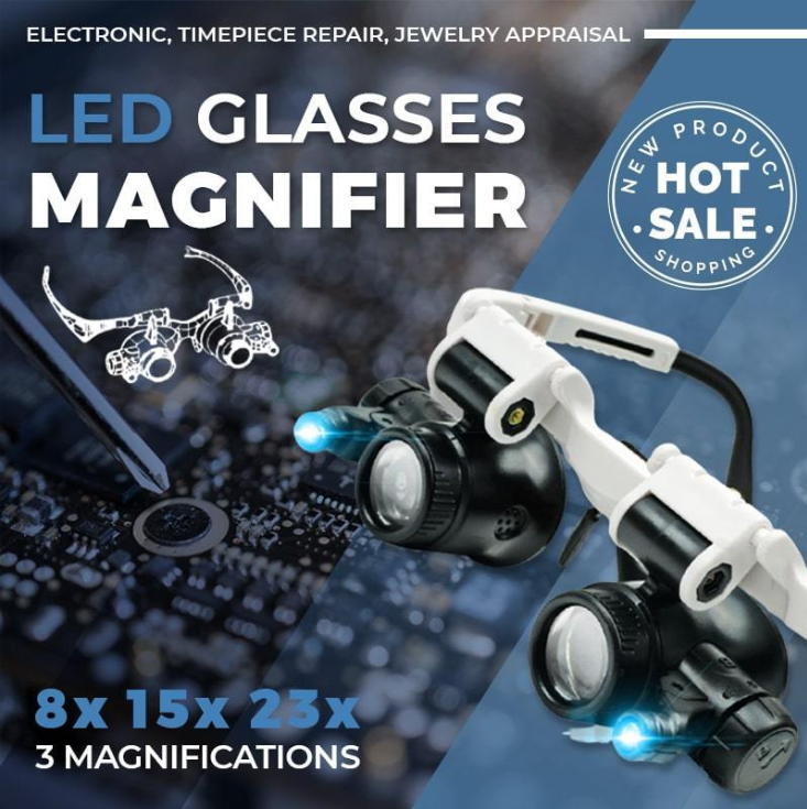 👓 50% RABATT! 🔍 LED-Lupenbrille – 23-fache Vergrößerung, Hell & Handsfrei für Präzisionsarbeiten ✨