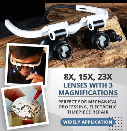 👓 50% RABATT! 🔍 LED-Lupenbrille – 23-fache Vergrößerung, Hell & Handsfrei für Präzisionsarbeiten ✨