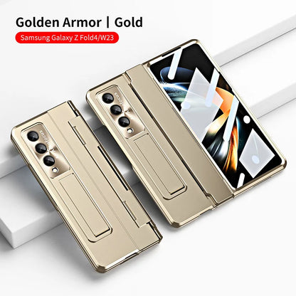 Adecuado para la cubierta del teléfono celular Samsung Fold 3/Fold 4 con una bisagra plana y una lente galvanizada plegable