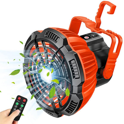 Bärbar campingfläkt med LED -ljus