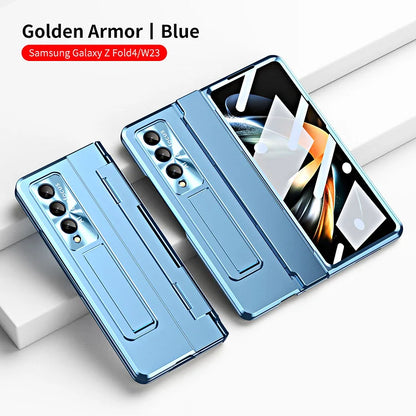 Adecuado para la cubierta del teléfono celular Samsung Fold 3/Fold 4 con una bisagra plana y una lente galvanizada plegable