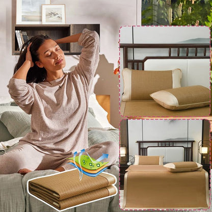 Summer Silk Rattan Mat de ratán Reta de 3 piezas