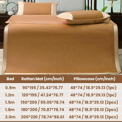 Summer Silk Rattan Mat de ratán Reta de 3 piezas