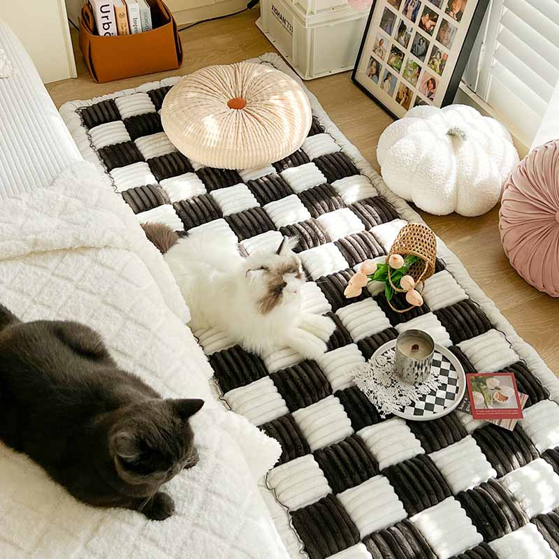 Crime -colored, grand, à carreaux, lit pour animaux de compagnie carré