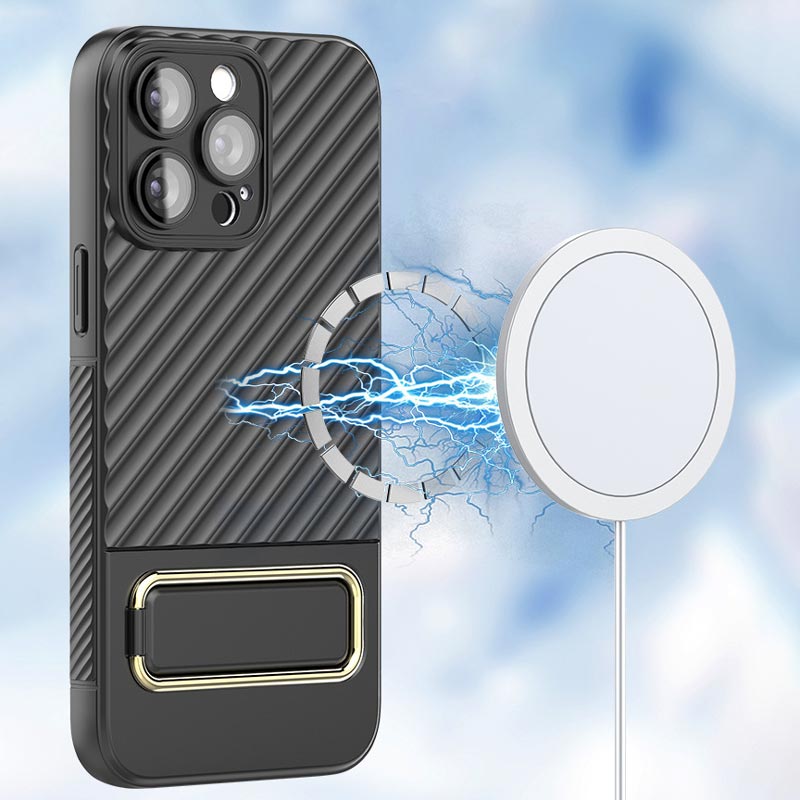 Metallisk usynlig stand mobiltelefonveske for iPhone