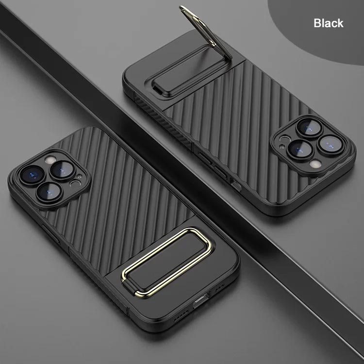 Metallisk usynlig stand mobiltelefonveske for iPhone