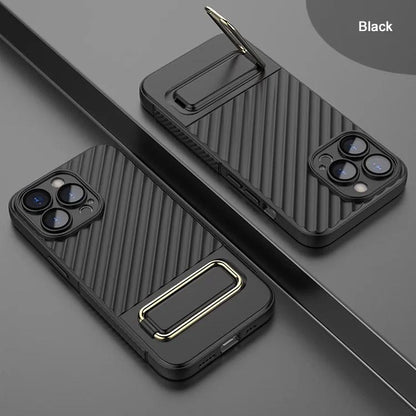 Metallisk usynlig stand mobiltelefonveske for iPhone