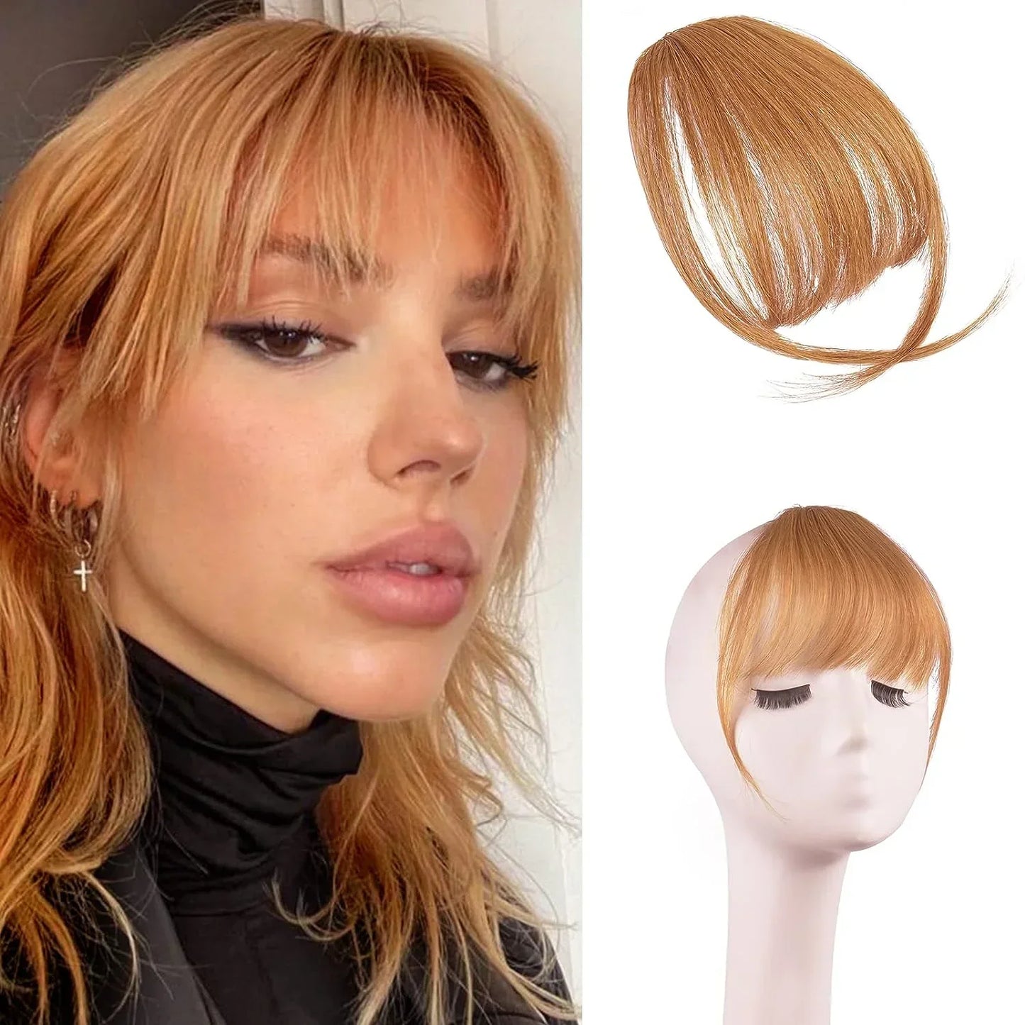Klipp i ponni 100% ekte hårforlengelser Air Bangs