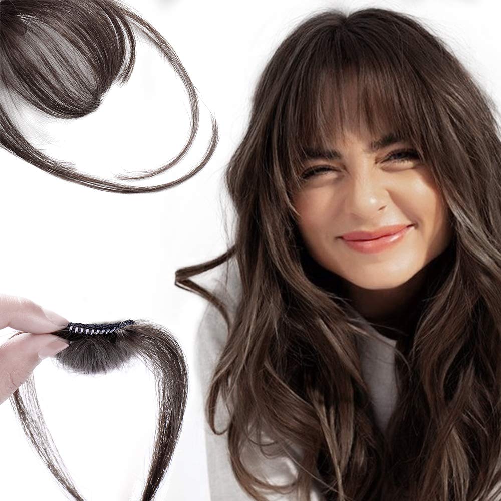 Klipp i ponni 100% ekte hårforlengelser Air Bangs