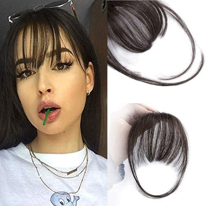 Klipp i ponni 100% ekte hårforlengelser Air Bangs