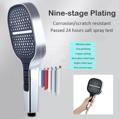 Large square and printed shower head at 8 speeds