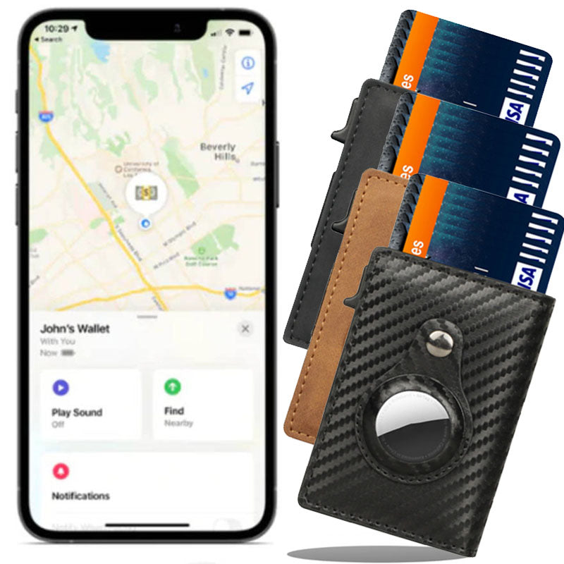 Billetera a prueba de pérdida con varios compartimentos de tarjetas