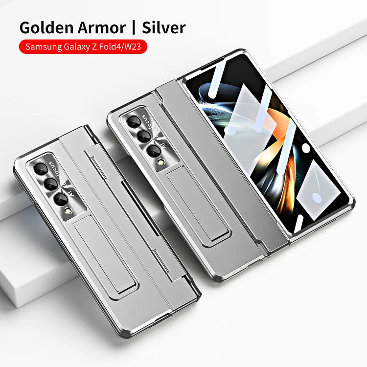 Adecuado para la cubierta del teléfono celular Samsung Fold 3/Fold 4 con una bisagra plana y una lente galvanizada plegable