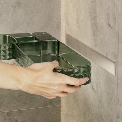 Organizzatore del bagno autoadesivo attaccato al muro