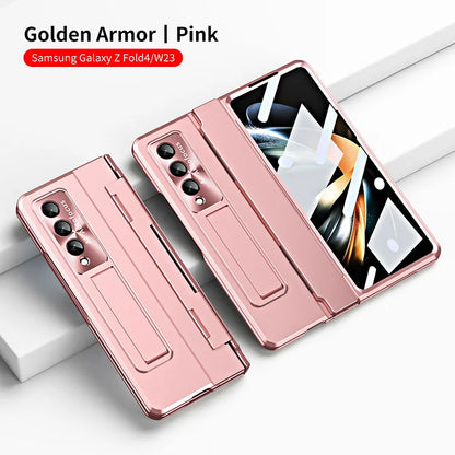 Adecuado para la cubierta del teléfono celular Samsung Fold 3/Fold 4 con una bisagra plana y una lente galvanizada plegable