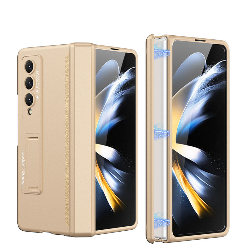 Adecuado para la cubierta del teléfono celular Samsung Fold 3/Fold 4 con una bisagra plana y una lente galvanizada plegable