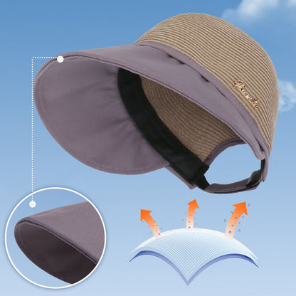 Cappello per la protezione solare femminile con grande morsetto per viaggi in spiaggia in estate