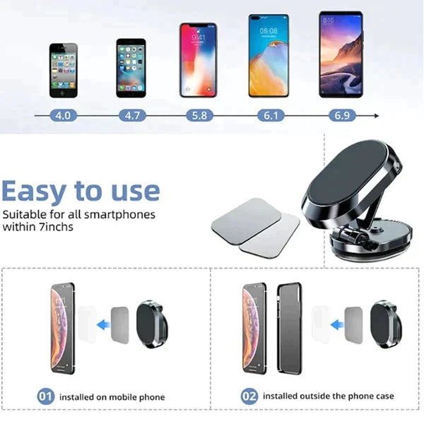 Magnetisk mobiltelefonholder for bil 【Oppgradering sammenleggbar】