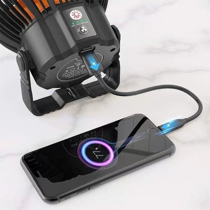 Bärbar campingfläkt med LED -ljus