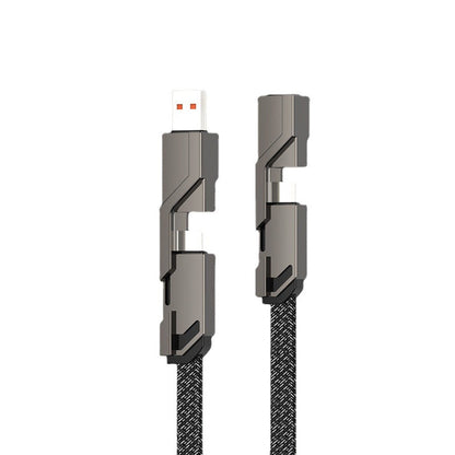 🔥(Compra uno, prendine uno gratis)🔥Cavo di ricarica anti-groviglio piatto intrecciato 4 in 1 con chiusura in velcro