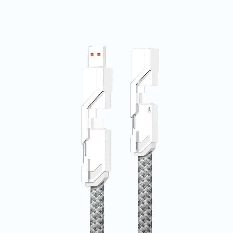 🔥(Compra uno, prendine uno gratis)🔥Cavo di ricarica anti-groviglio piatto intrecciato 4 in 1 con chiusura in velcro