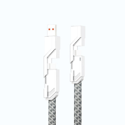 🔥(Compra uno, prendine uno gratis)🔥Cavo di ricarica anti-groviglio piatto intrecciato 4 in 1 con chiusura in velcro