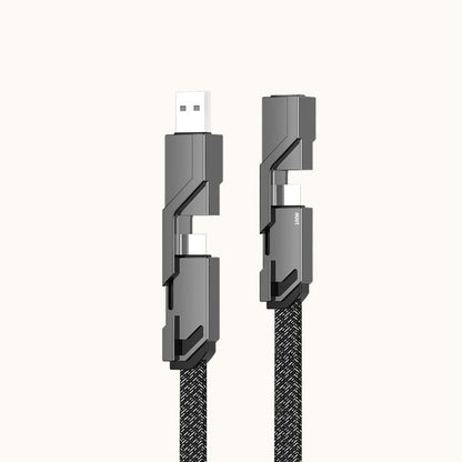 🔥(Compra uno, prendine uno gratis)🔥Cavo di ricarica anti-groviglio piatto intrecciato 4 in 1 con chiusura in velcro