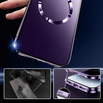 Case de teléfonos móviles de vidrio de doble cara anti-Peep con un marco de metal magnético para iPhone
