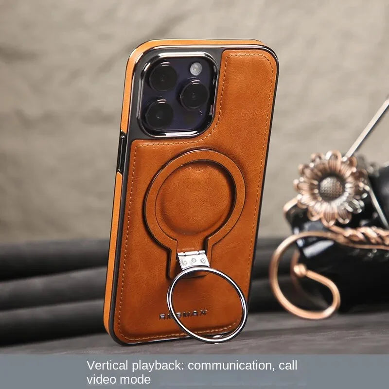 Luxe lederen omslag met onzichtbare standaard voor de iPhone