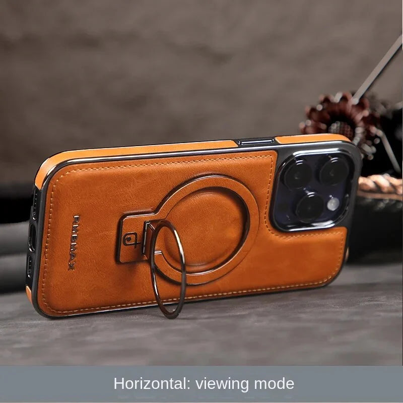 Luxe lederen omslag met onzichtbare standaard voor de iPhone