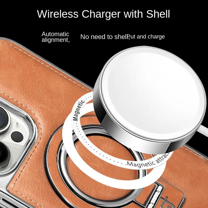 Luxe lederen omslag met onzichtbare standaard voor de iPhone