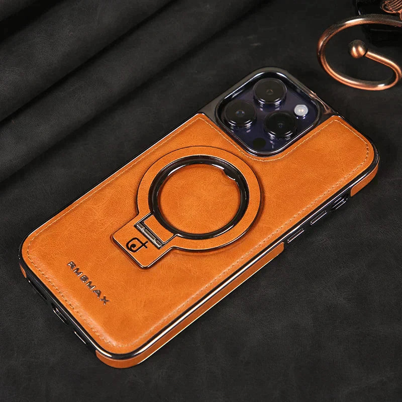 Luxe lederen omslag met onzichtbare standaard voor de iPhone
