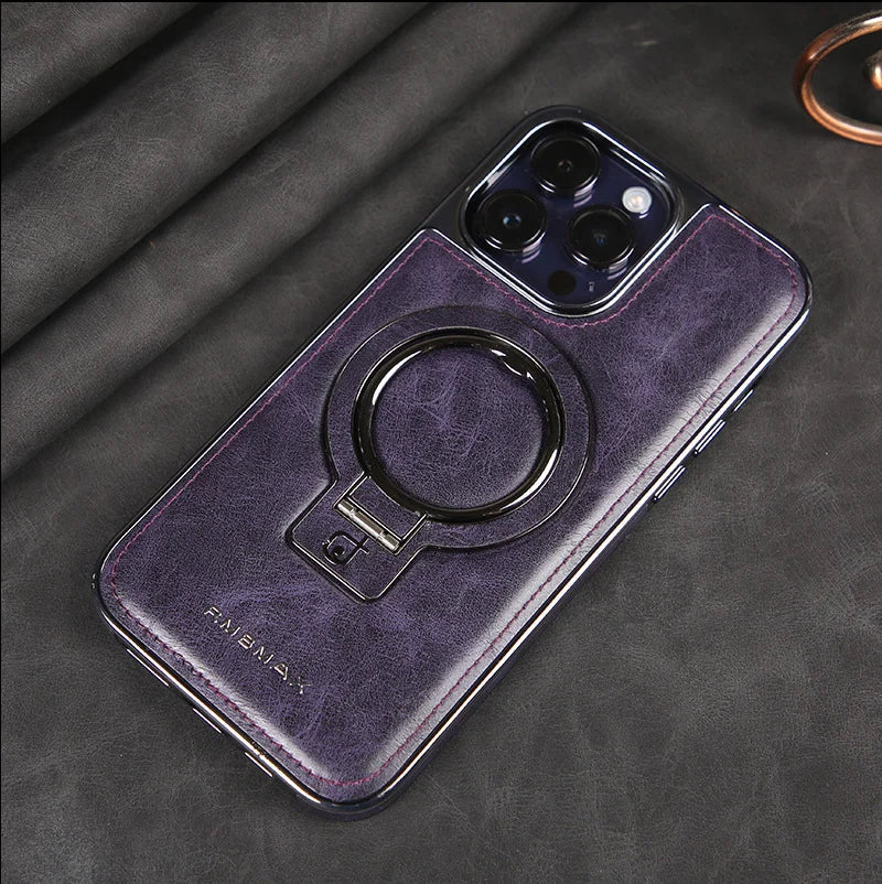 Luxe lederen omslag met onzichtbare standaard voor de iPhone