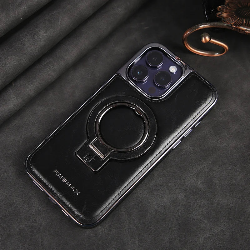 Luxe lederen omslag met onzichtbare standaard voor de iPhone