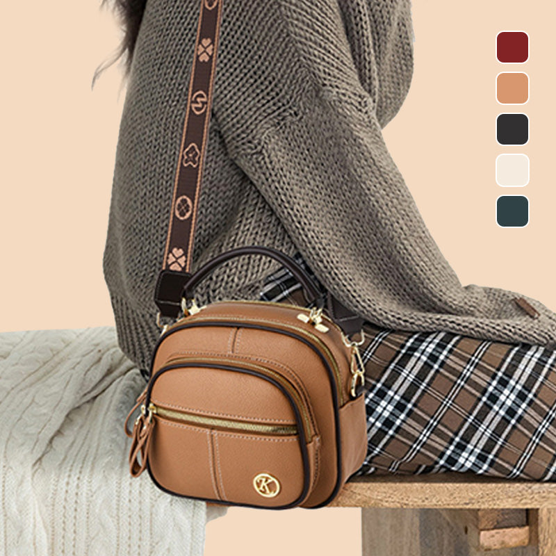Classic multifunctional compartments adjustable width shoulder strap-PU leather crossbody bag