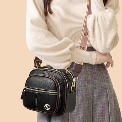 Classic multifunctional compartments adjustable width shoulder strap-PU leather crossbody bag