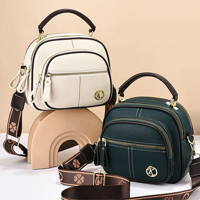 Classic multifunctional compartments adjustable width shoulder strap-PU leather crossbody bag