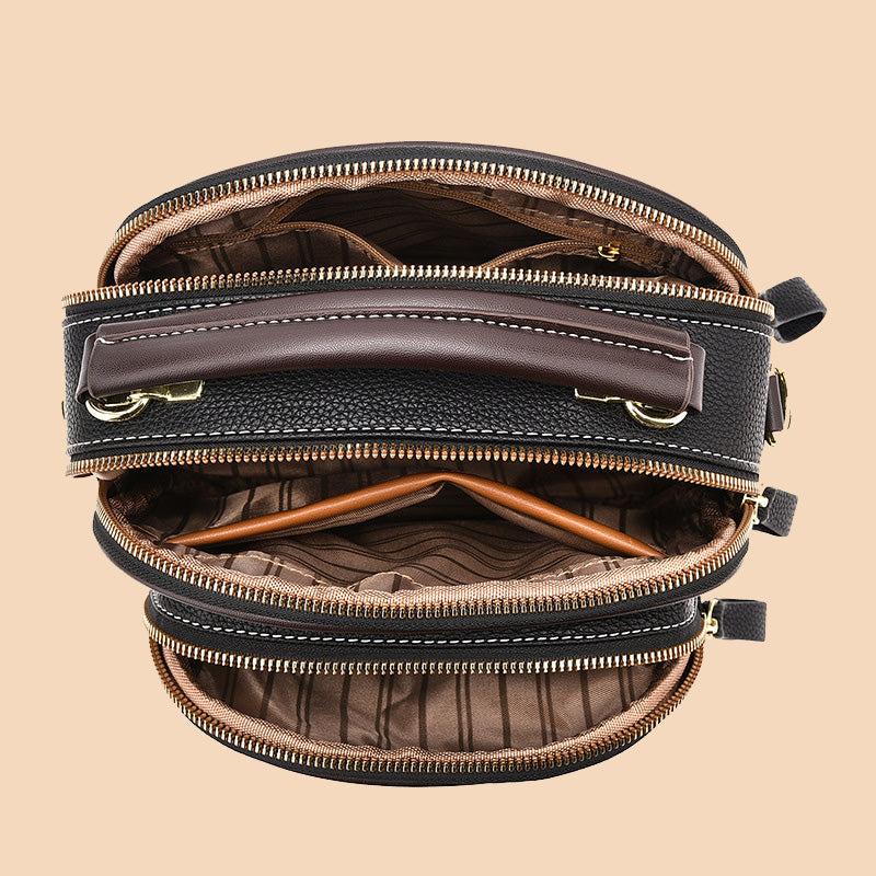 Classic multifunctional compartments adjustable width shoulder strap-PU leather crossbody bag