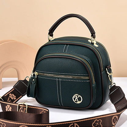 Classic multifunctional compartments adjustable width shoulder strap-PU leather crossbody bag