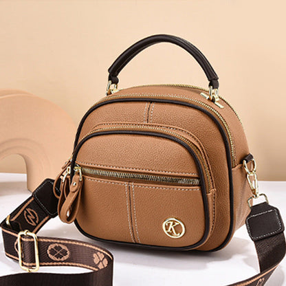 Classic multifunctional compartments adjustable width shoulder strap-PU leather crossbody bag